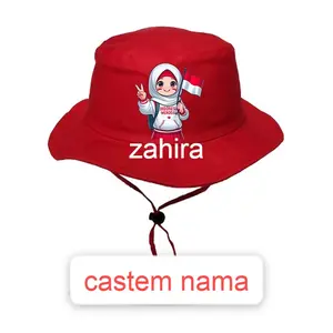 Rimba Anak Topi Sablon HUT RI Castem Nama  dengan Desain Unik dan Warna Merah Cerah Fashion