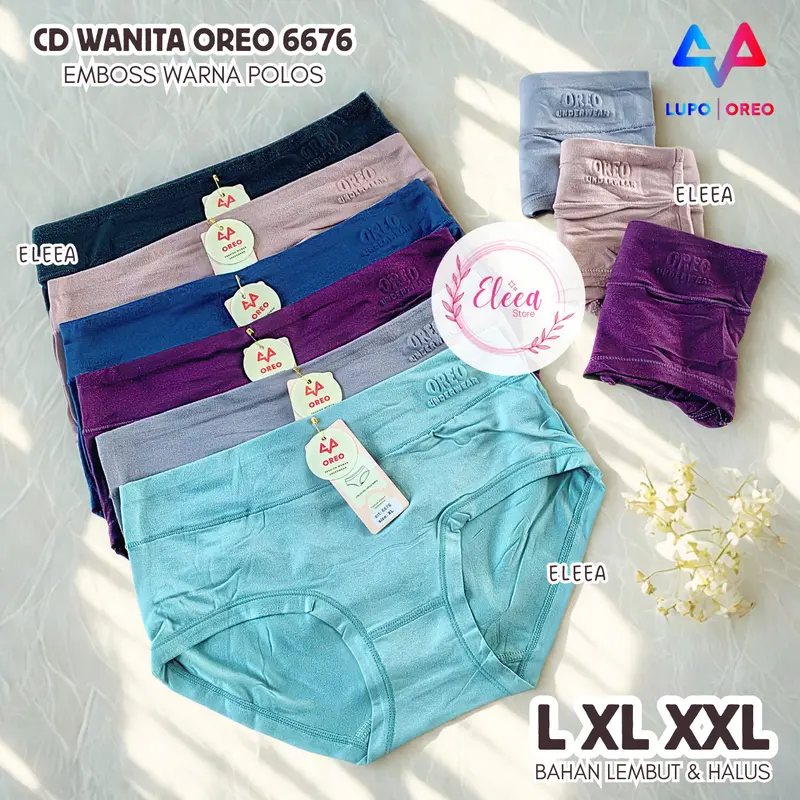Cd Oreo 6675 Celana Dalam Wanita Dewasa Polos Kombinasi Pinggang High Waits Bahan Katun Super Soft Lembut Nyaman - ELE0705 1