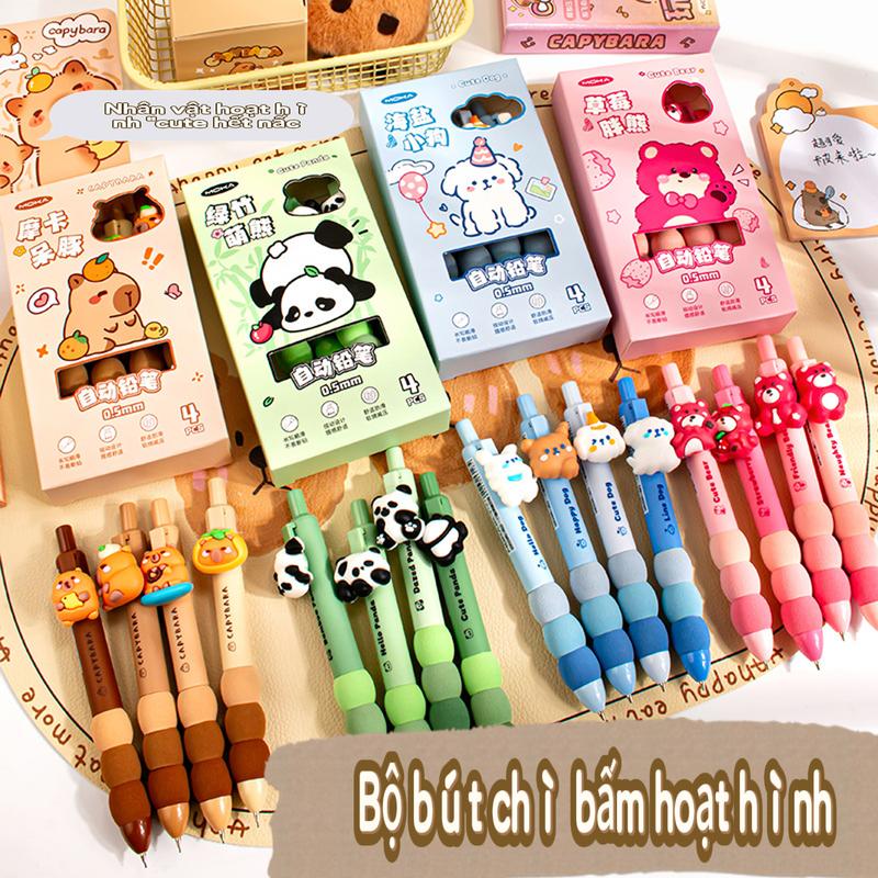 Bút chì tự động 0.5mm hộp Capybara Panda siêu cấp đáng yêu ngòi kim bền chắc cho học sinh