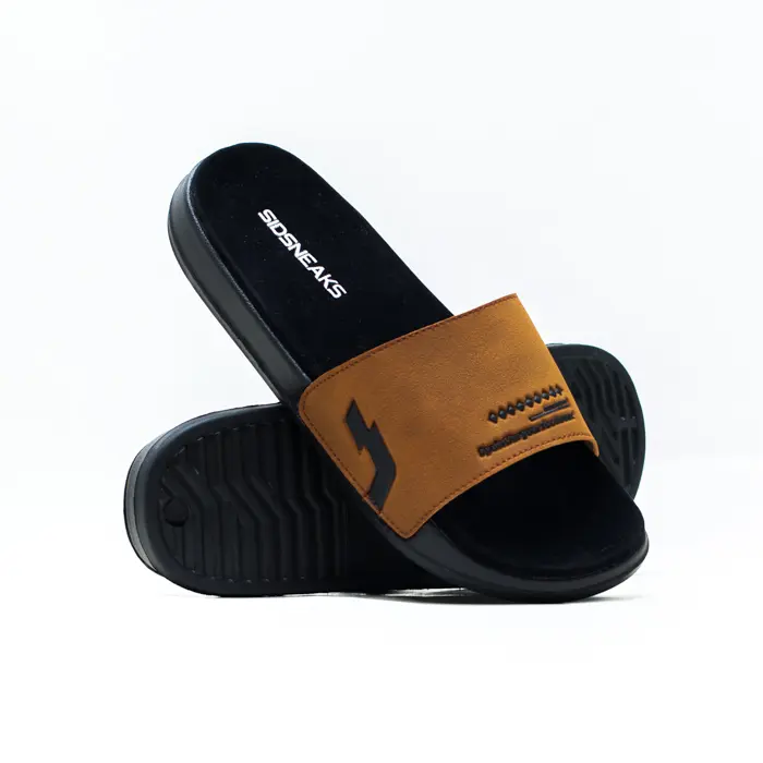 SIDSNEAKS 39-43 Sandal Slide Pria - Sidslide Kaze - Brown Black Shoes Sendal 4