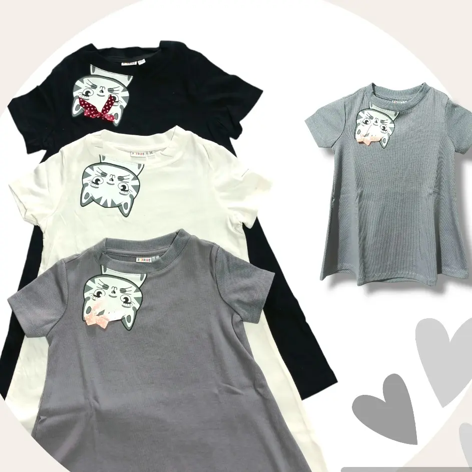 Dress anak perempuan motif kucing Putih