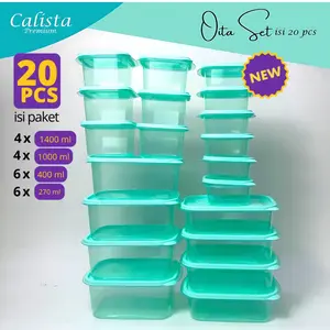 BARU OITA 20 PCS CALISTA TOPLES MAKANAN SET TOPLES TRANSPARAN KEDAP UDARA VARIAN TERBARU CALISTA OITA WADAH PENYIMPANAN MAKANAN SET TOPLES BENING