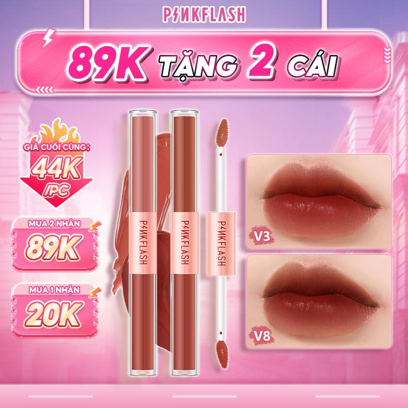 【 Voucher 89K  PINKFLASH DoubleSense Son môi ombrelips tint nhung ombrelips lì hai đầu  2 Trong 1 nhẹ sắc tố cao lâu trôi 30g