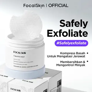 FOCALSKIN Acne Safely Exfoliate Clear Pad 60 pads Kapas Exfoliating Pad 0.5% Salicylic Acid Eksfoliasi Wajah Cleaning Toner Pad Exfo Pad Untuk Berjerawat Bruntusan