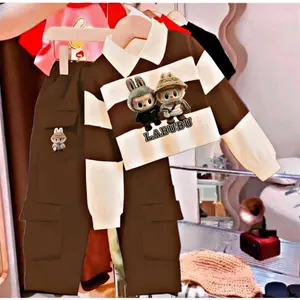 Labubu Baju Anak Perempuan Kargo Crop Setelan Terbaru 2-12 Tahun Bahan Babyterry Nyaman dan Stylish