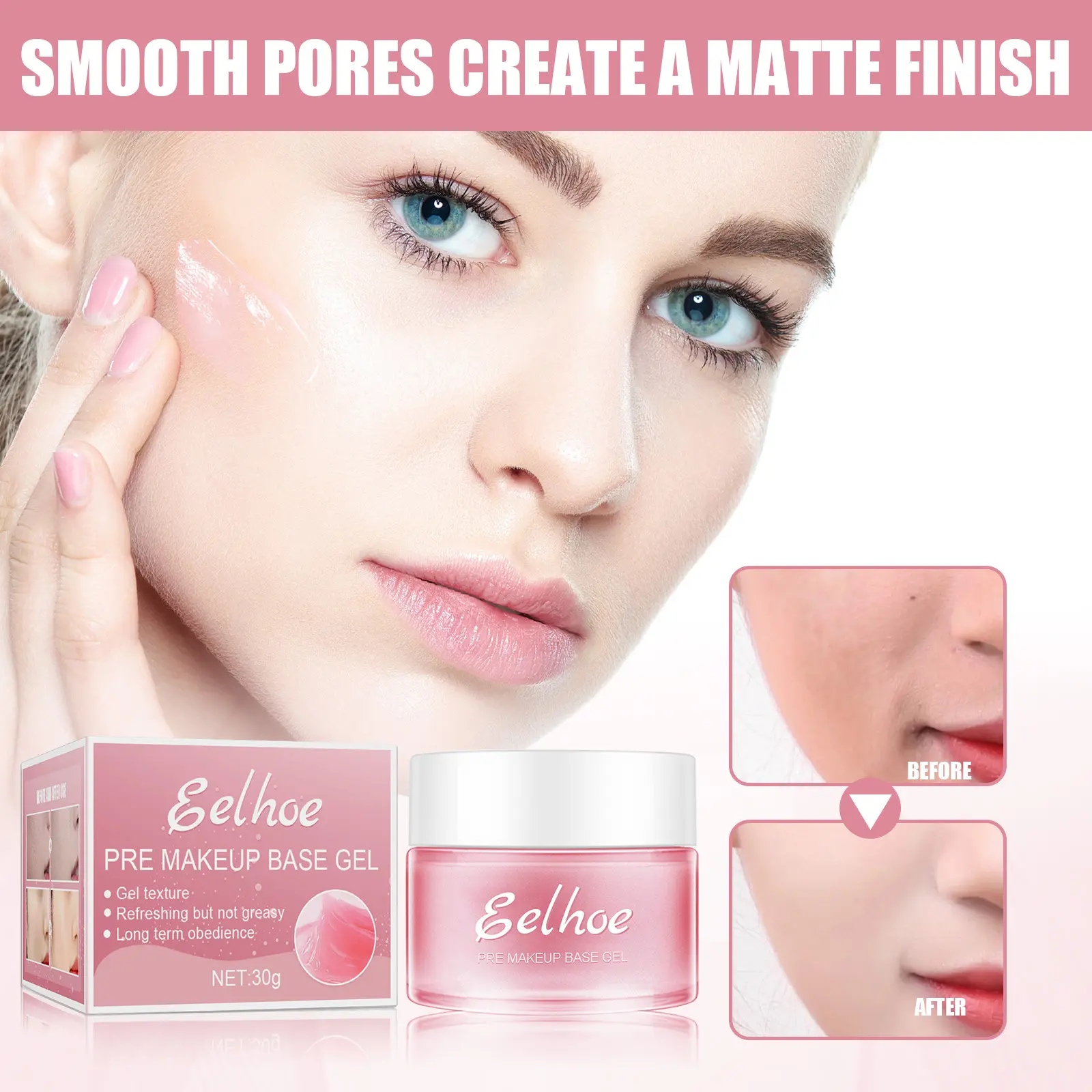 Full - Size Pre - Makeup Face Gel Primer - 30g, Invisible Pores, Moisturizing, Oil - Control, Sun - Blocking Facial Cream with Natural Plant Ingredients, One Unit