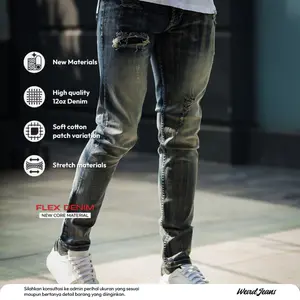 Weird Jeans - Blue Greenish - Celana jeans Pria SlimFit Strech Biru Denim Fit Nyaman Stretch Grey Ripped Panjang