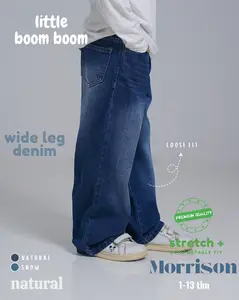 LITTLE BOOM BOOM - Celana Panjang Skena Jeans Anak Laki Laki Wide Loose Fit 5-11 Tahun Premium Wa