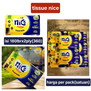 Nice Tisu Wajah Lembut & Higienis 180 Lembar 2 Ply 360 Lembar Food Safe Isi 180Lbrx2Ply 360 Harga Per Pack Satuan