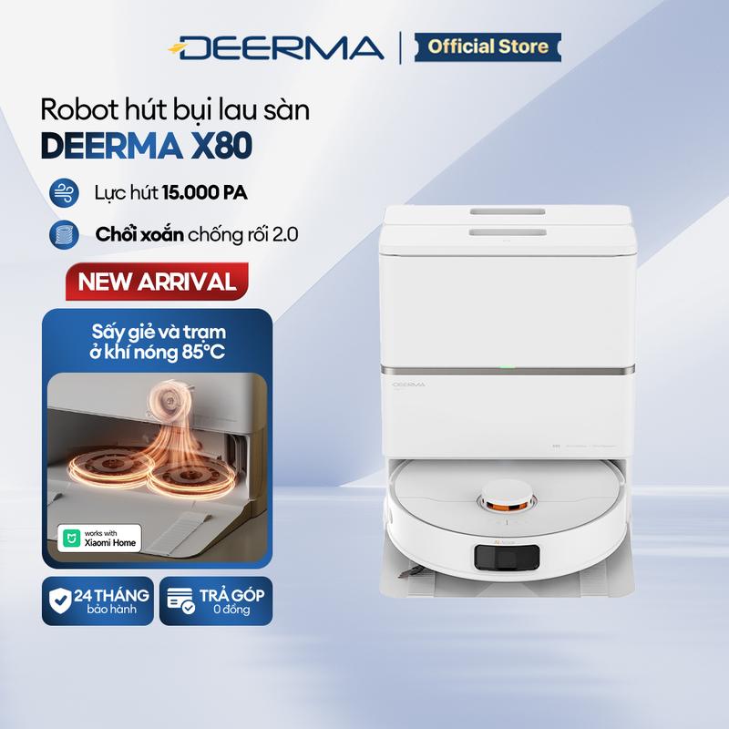  Robot hút bụi lau sàn đa năng Deerma X80 phiên bản nâng cấp lực hút 15.000Pa kèm trạm sạc tự động gom bụi thông minh điều khiển từ xa qua Mi Home App - Bảo hành 24 tháng 