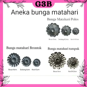 Aneka Bunga matahari besi plat ornamen dan Aksesoris tralis pagar besi tempa