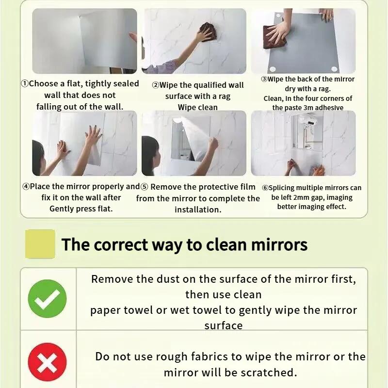 Product Introduction of HD Wall Stickers Acrylic Splicing Mirror with Mouthpiece Adhesive Shaped Oval Mirror Cloud Shape Mirror Bathroom Decoration 14