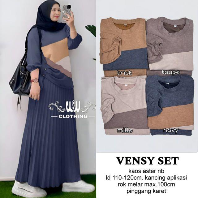 Product Introduction of Pakaian setelan wanita bahan knit aster import LD 110-120 cm lengan panjang celana kulot plisket nyaman dipakai bestseller Sandra set Adra set by Vensy marsella 2