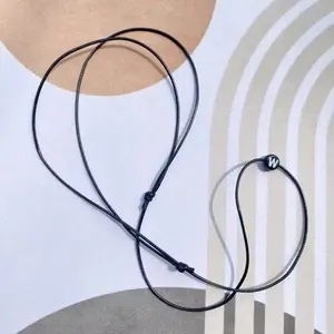 Kalung Inisial Tali Korea Panjang 90 cm Diameter 1mm Kalung Inisial Adjust & Kalung Polos Waterproof Kekinian untuk Berbagai Outfit
