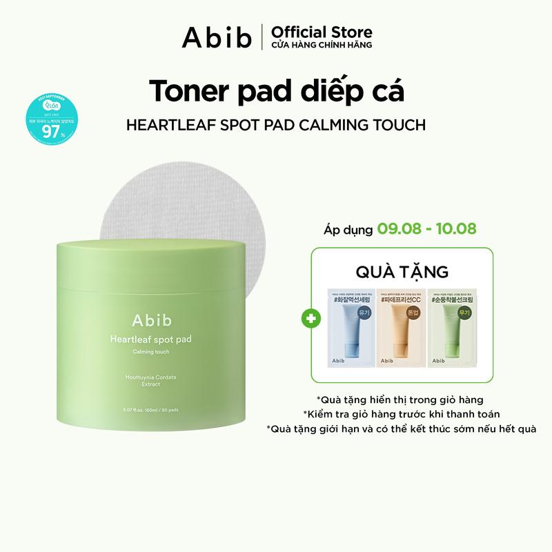 Toner pad chiết xuất diếp cá giúp làm dịu da & tẩy tế bào chết Abib Heartleaf Spot Pad Calming Touch (80 miếng)