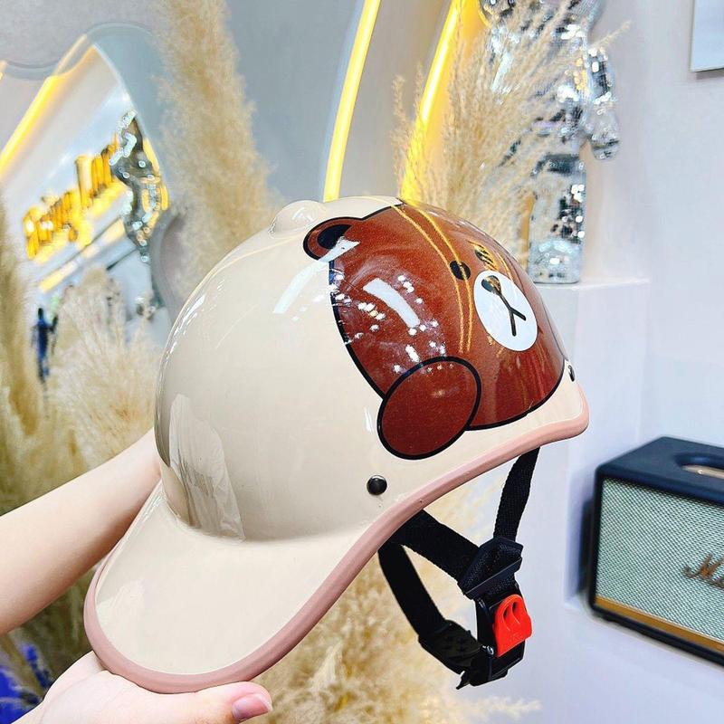 Mũ bảo hiểm luoi trai gấu nâu có khoét lỗ cột tóc dành cho nữ Nón bảo hiểm kết thời trang cao cấp