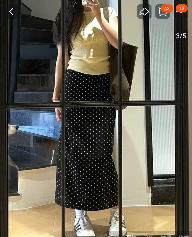 [NCHUSA] Chân váy Dáng Xuông Xẻ Chân, họa tiết hoa, chấm bi siêu xinh