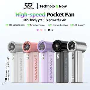 GOOJODOQ GFS007 Mini Portable Fan Mini Jet Fan 4000mAh Working Time Up to 12 Hours USB Rechargeable Personal Fan Ultra-light 100 Speed ​​Levels