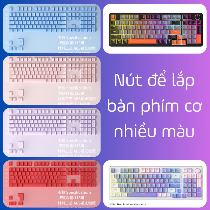 Keycap ABS/PBT Doubleshot Profile OEM nhiều màu sắc, keycaps cho bàn phím cơKeycap xuyên led, double shot, nút bấm cho bàn phím cơ giá rẻ, chất lượng cao