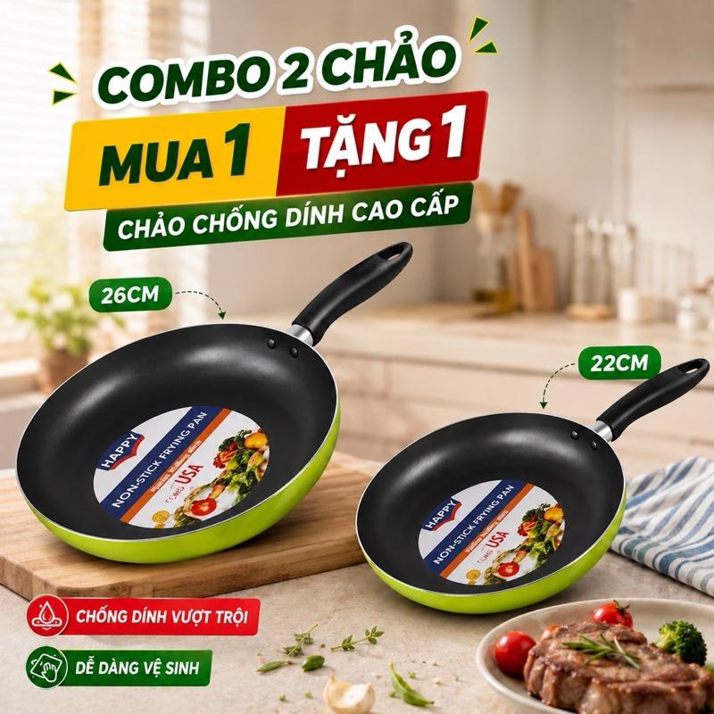 Combo Mua 1 Tặng 1 Chảo Chống Dính CV 26cm Tặng Chảo 22cm – Chống Dính Bền Đẹp, Nấu Ăn Dễ Dàng