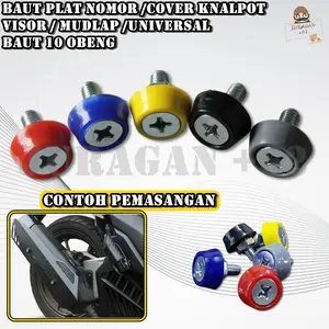 BAUT COVER KNALPOT PLAT NOMOR VISOR UKURAN 10 OBENG UNIVERSAL PEMAKAIAN MUDLAP MUDFLAP SPAKBOR DLL