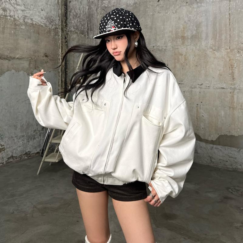    Hàng Mới Về   YC1996 - Áo Khoác Kaki Zip Kéo Phối Cổ 2 Màu Basic Đơn Giản Local Brand Unisex 