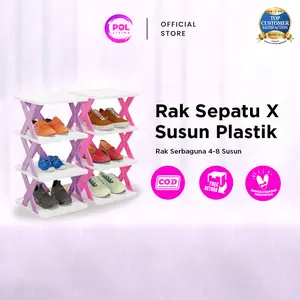 POL - Rak Sepatu X Plastik 2-8 Susun Serbaguna