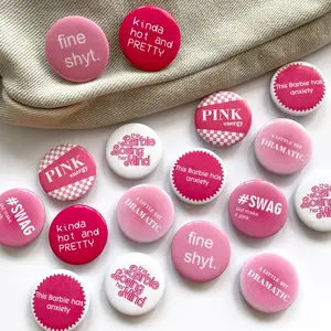 [READY] Pink Cutesy Girl Pin Button Aesthetic Y2K Minimal Beli 3 Pcs