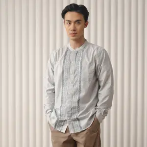 M231 Kemeja Pria Koko Panjang Abu 1315