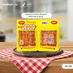 Golden Mill Vegetarian Meat Skewers Mala Flavor Protein Olahan Kedelai Rasa Pedas 80gr Makanan Vegetarian Enak
