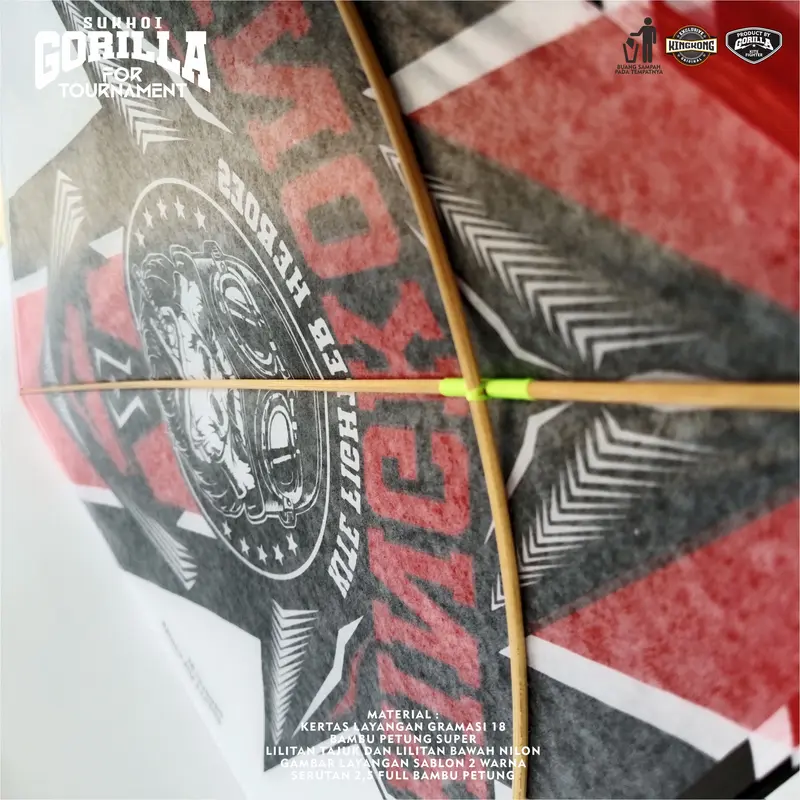 LAYANGAN SUKHOI KINGKONG 10PCS  SPEK TURNAMEN , FULL BAMBU PETUNG melatih motorik merah hitam 2