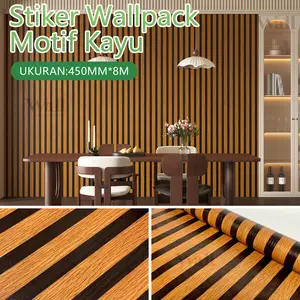 Wallpaper Dinding Kamar Tidur Motif Kayu Wallsticker WPC Salur 45cm x 8M Cocok untuk Kamar Minimalis & Dekorasi Rumah Stiker Wallpack Motif Kayu Realistis Tahan Air Anti Noda