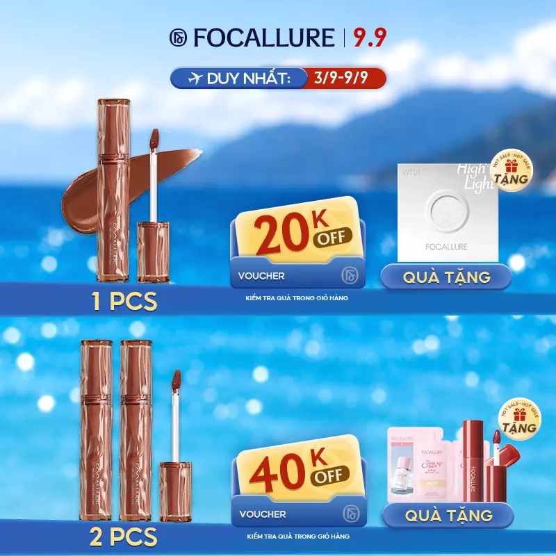 FOCALLURE Pro-blur Son kem nhung Velvet sắc tố cao cho môi cảm giác nhẹ nhàng mịn mượt bền màu lâu trôi 2g/1 PC