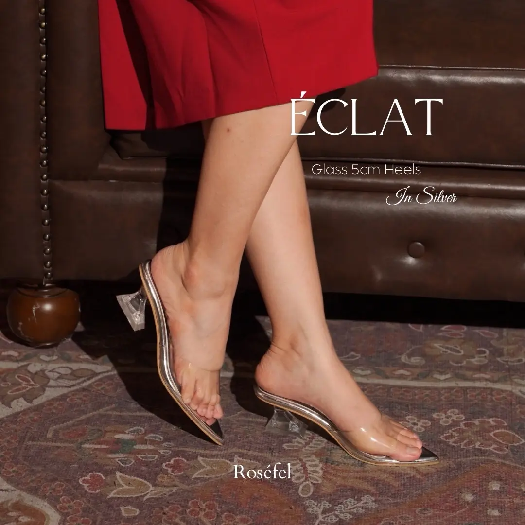 ROSEFEL - Éclat Clear 5 cm Heels | Sandal Heels Transparant Wanita | Glass Heels | Transparent Heels