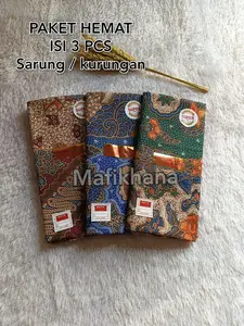 Paket Hemat Isi 3 pcs Sarung Batik Kurnia Sarung Persalinan Nujuh Bulanan Sarung Siap Pakai