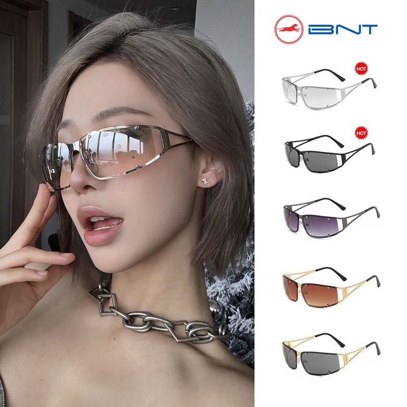 Kính râm gọng lớn màu bạc chống tia UV chống gió bảo vệ ngoài trời, kính râm đi xe đạp cho nữ phong cách Hàn Quốc Âu Mỹ cổ điển ngọt ngào, mát mẻ, nóng bỏng cho nữ