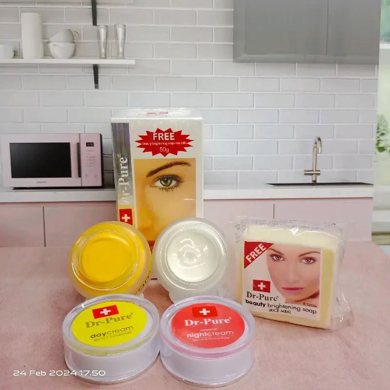 [BPOM]DR PURE SET CREAM SIANG&MALAM free SABUN BEAUTY WHITENING SOAP Pemutihan Semua Jenis Kulit 1
