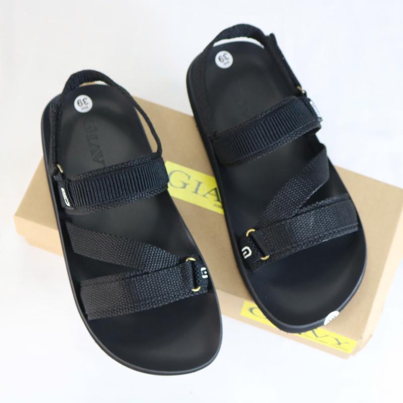 Video Giày sandal nam Gia Vy quai dây ngang phối chéo dép quai hậu Giavy SL377 & SL474 quai vải dù mềm đế cao su không thấm nước Size nam 39 40 41 42 43