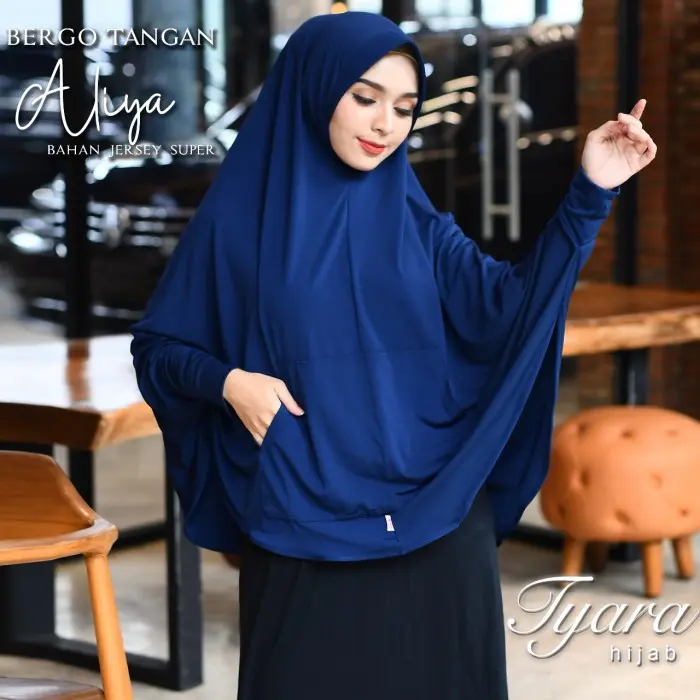 hijab Tangan Jumbo Aliya By Tyara Khimar bergo lengan Jersey Premium 2