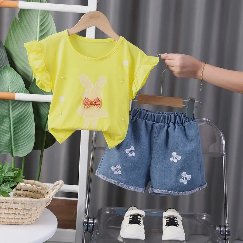 Setelan Celana Pendek Dan Kaos Anak Cewek Anak Perempuan Uisa 1-4Tahun 3