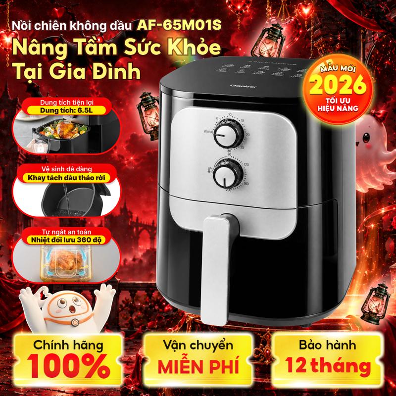 Nồi Chiên Không Dầu AF-65M01S 6.5L 1400W Chống Dính Điều Khiển Cơ Học Nấu Ăn Nhanh Gọn Thơm Ngon Dùng Cho Gà Vịt Nguyên Con Dưới 1600g