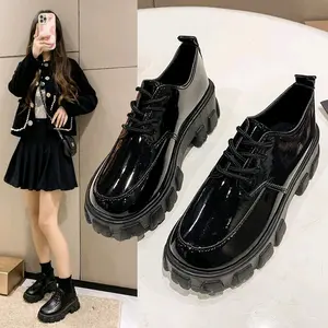 Riana Sepatu Oxford Wanita Boots Korean Pantofel Wanita Hitam Shoes docmart skena cewek