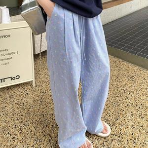 Korean version dopamine thin yellow pants women's 2025 summer new color straight leg casual wide leg trousers Womenswear Bottom Lingerie Comfort