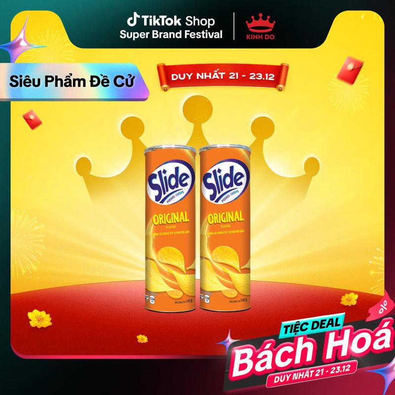 Combo 2 Hộp Bánh Lát Snack Khoai Tây Slide Lon 145g