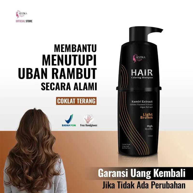 Aestika Hair Coloring Shampoo — kemasan produk