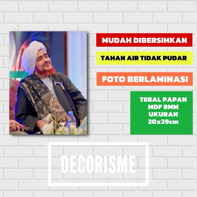 Walldecor ULAMA HABIB KIYAI hiasan dinding pajangan hadiah foto islami wali pemuka agama islam papan mdf tebal 8mm ukuran 20x29cm 2