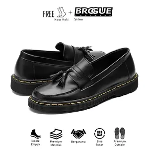 Docmart pria Sepatu Loafers Cowok Hitam Kasual Kerja Kantoran kuliahan sepatu wisuda ukuran 39 40 41 42 43 sintetis fleksibel C1