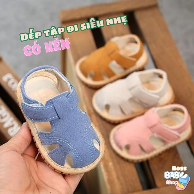 Giày Xăng Đan Tập Đi Cho Bé Trai - Gái Đế Êm Quai Mềm Nhẹ Dễ Đi Có Kèn Kêu Tít 187 Sandal Kem Sandal Kem Sandal Kem Cao Su Dép Sandal Voi