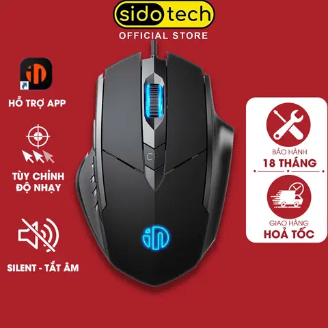 Chuột máy tính gaming chơi game SIDOTECH INPHIC W1 có dây hỗ trợ macro mọi game có app điều chỉnh chức năng độ nhạy 8800 DPI Led RGB chơi pubg ghìm tâm auto tap pubg combo full kĩ năng liên minh