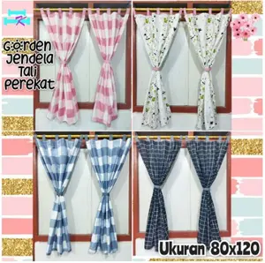 PROMO!! GORDEN JENDELA PENDEK MODEL TALI UKURAN 80x120CM UNTUK KAMAR Katun